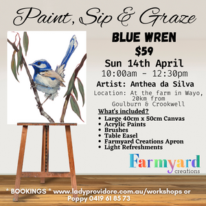PAINT & SIP - Blue Wren (Deposit) Sun 14th Apr 10:00am - 12:30pm