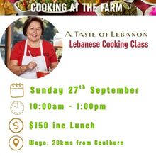 Load image into Gallery viewer, LEBANESE COOKING CLASS - Sunday 27th September , 2026